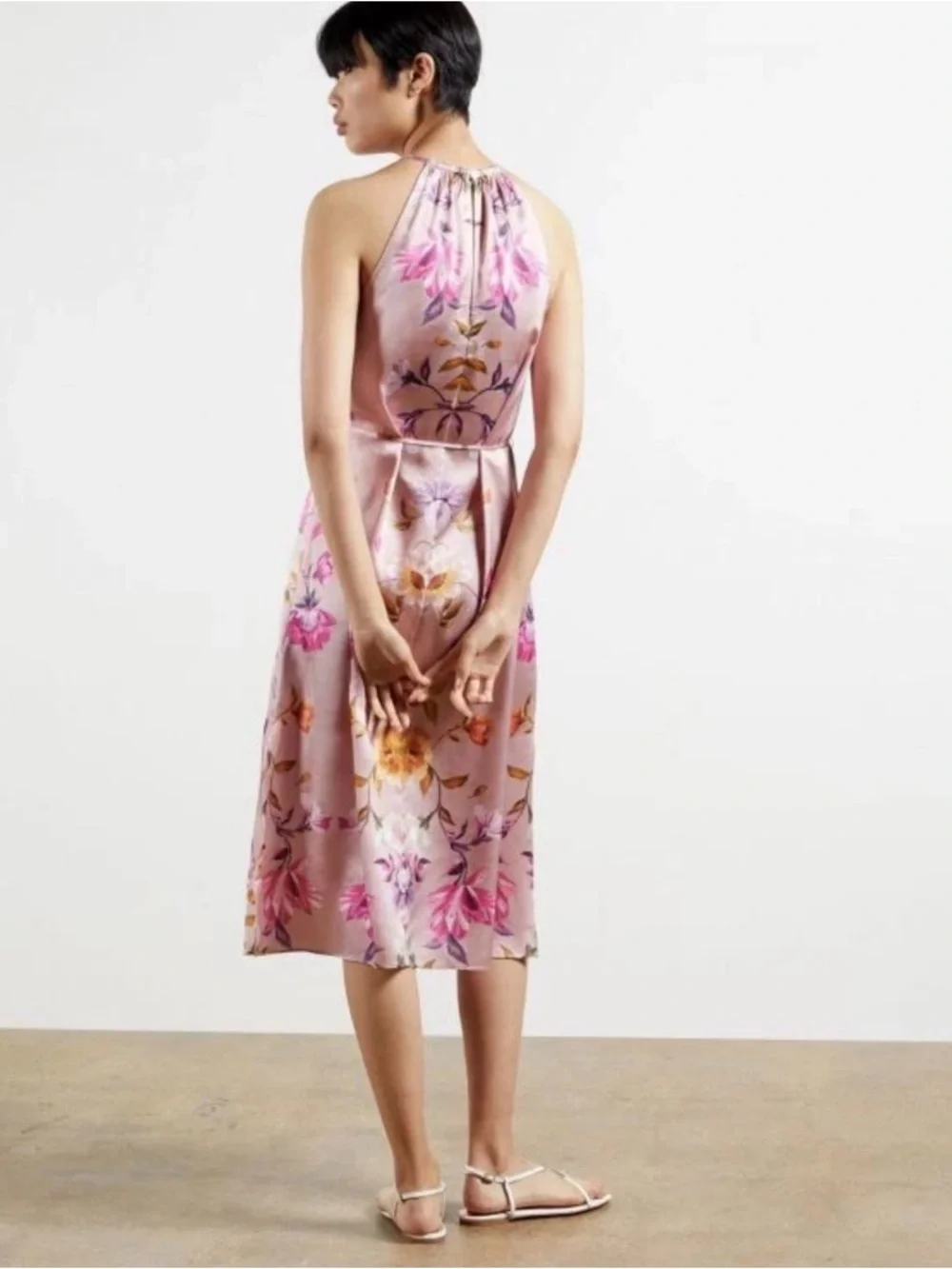 TED BAKER LONDON “Megarra” Rhubarb Halterneck Midi Dress - Picture 7 of 9